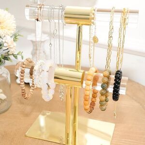 At Home Gold & Acrylic 2-Bar Jewelry Organizer